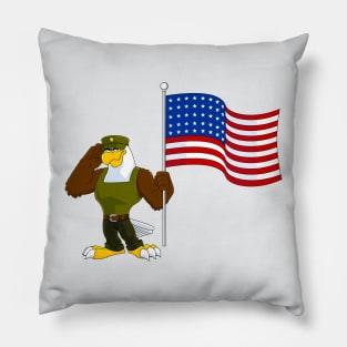 Patriotic Eagle Cartoon Character Salute Pillow