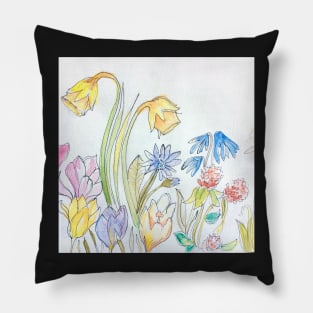 Pastel florals in Watercolour Pillow