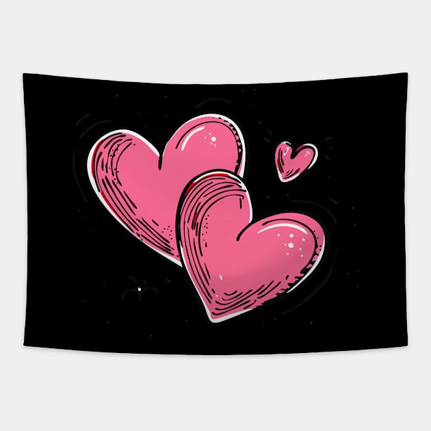 Two Hearts - Love Valentine's Day Lover Couple  Cute Funny Tapestry by The Realm Within