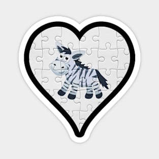 Jigsaw  Zebra Heart Design - Wild Animal Zebra Magnet