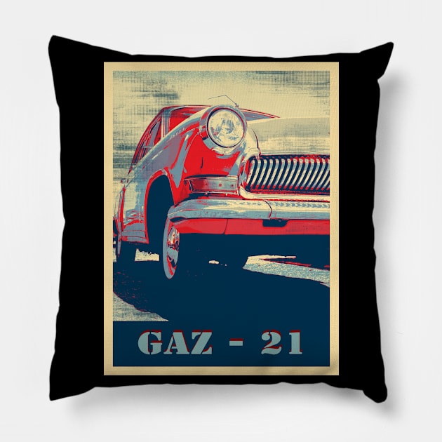 volga, russian classic car - GAZ 21, hope Pillow by hottehue