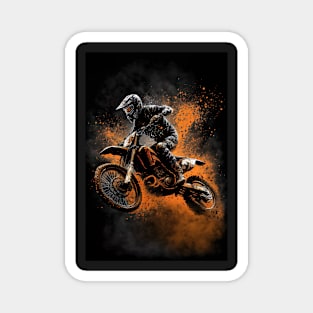 Dirt Bike With Paint Orange Splash Design Magnet