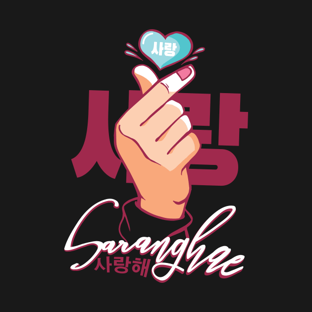 K-Pop Saranghae Hand Korea Finger Heart by wbdesignz