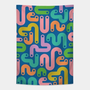 JELLY BEANS Squiggly New Wave Postmodern Abstract 1980s Geometric in Bright Summer Pink Orange Mustard Green Purple Pink with Royal Blue Dots - UnBlink Studio by Jackie Tahara Tapestry