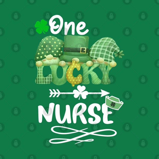 One Lucky nurse with gnomes by A Zee Marketing