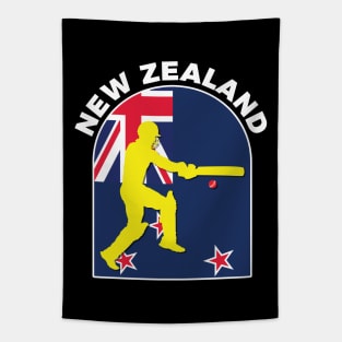 New Zealand Cricket Batsman New Zealand Flag Tapestry