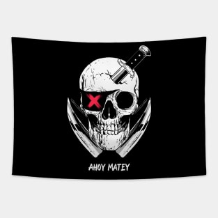 Ahoy Matey Pirate Skull Tapestry