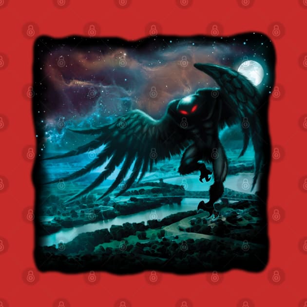 Mothman in flight by CreepyAcres