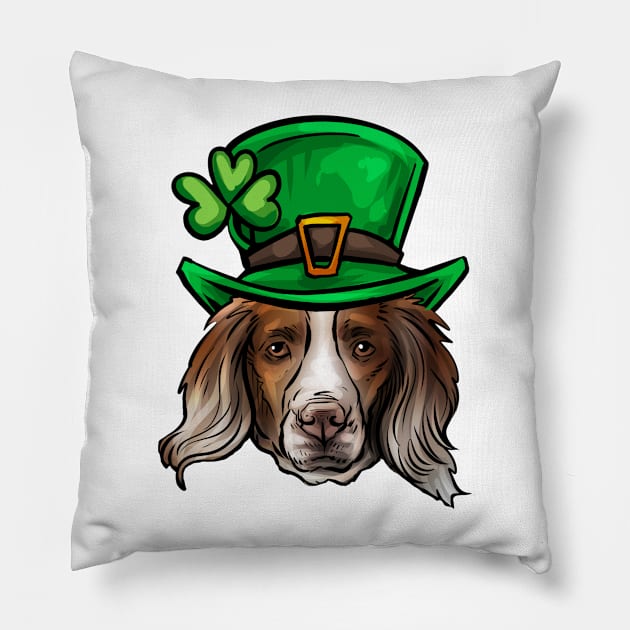 St Patricks Day Brittany Spaniel Pillow by whyitsme