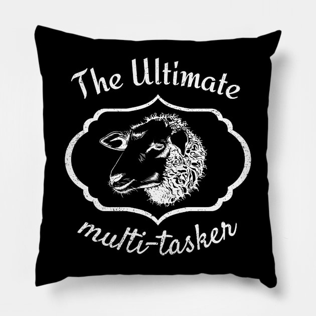 Sheep Ultimate Multi - Tasker Sustainable Farming Distressed Vintage Funny Pillow by HelenGie