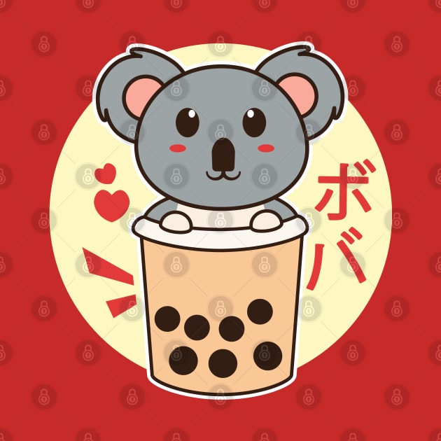 Cute Koala And Boba Japanese Bubble Tea by Eluvity