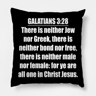 Galatians 3:28 King James Version (KJV) “There is neither Jew nor Greek, there is neither bond nor free, there is neither male nor female: for ye are all one in Christ Jesus.” Pillow