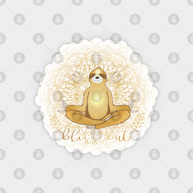 Sloth Meditating Bliss Out Magnet by Jitterfly