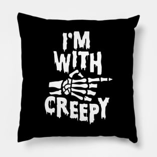 I'm With Creepy Skeleton Finger Black Goth Punk Halloween Pillow