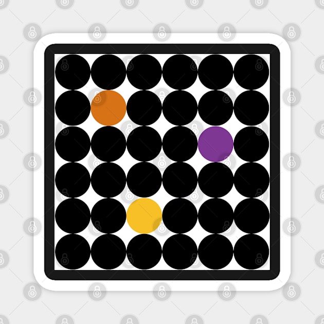 Black dots with orange, yellow and violet points Magnet by marina63