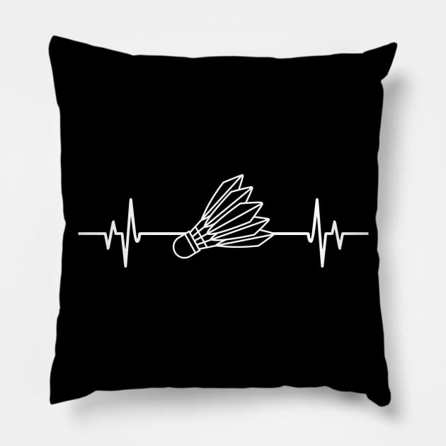 Badminton heartbeat - Cool Funny Badminton Lover Gift Pillow by DnB