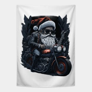 Santa on motorbike Tapestry