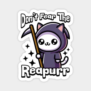 Don't Fear The Reapurr! Cute Cat Grim Reaper Pun Magnet