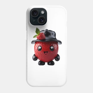 Cute Kawaii Strawberry with Black Hat Phone Case