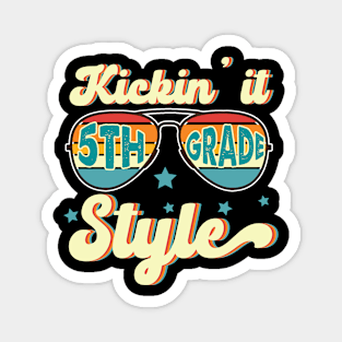 Retro Kickin It 5th Grade Style Teacher Back To School Gift For Boy Girl Kids Magnet