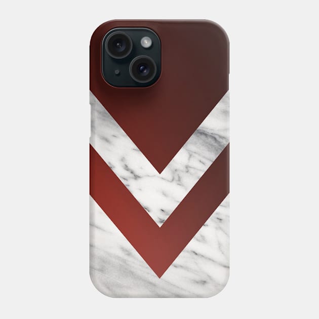 White Marble With Crimson Red Chevrons Phone Case by OurSimpleArts