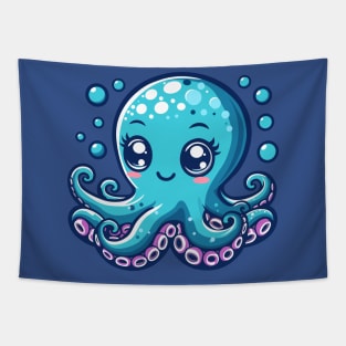Cute Blue Octopus Tapestry