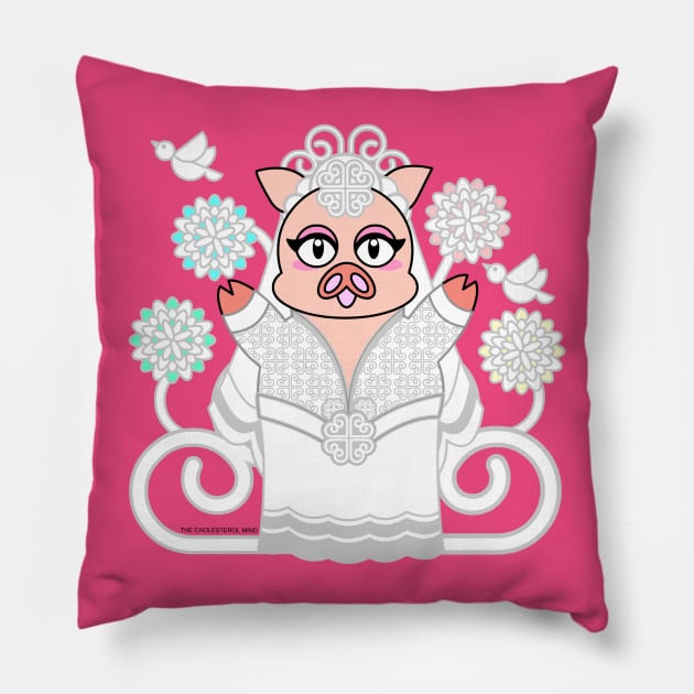 PIGGY WHITE WEDDING: BRIDE Pillow by cholesterolmind