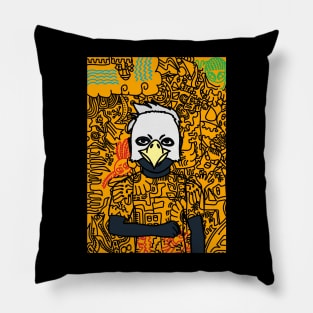 Z NFT - Doodle Magic: Male Character with Dark Blue Tones and Mysterious Animal Eyes Pillow