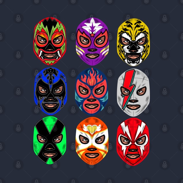 Lucha Libre Mexican Masks by inkonfiremx