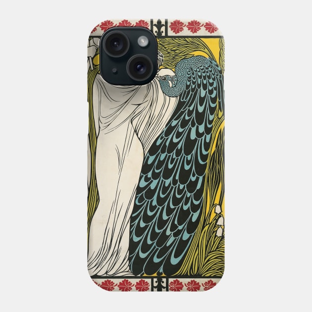 Lady and Peacock by W.H. Bradley Phone Case by Artimaeus