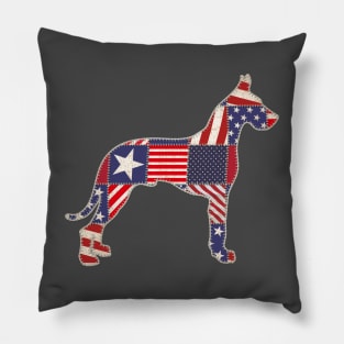 Great Dane 4th of July Dog Lovers Owner Patchwork American Flag Pillow