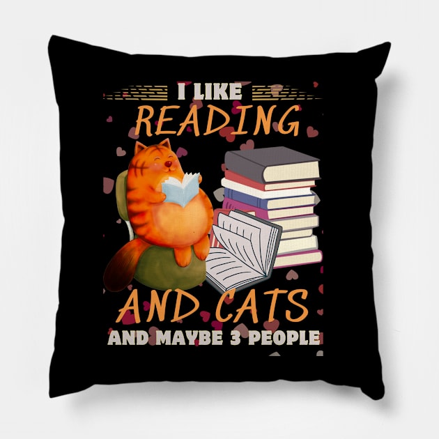 Reading cat Pillow by DuViC