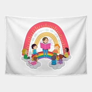 Little Hands Rainbow Teacher Girls Boys Kindergarten Tapestry