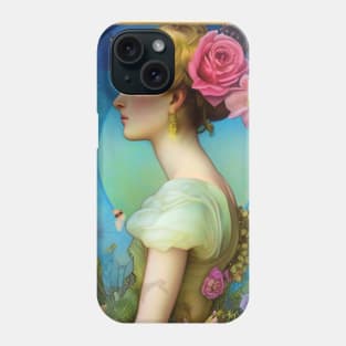 Pretty Flower Girl - Art Deco painting of girl with flowers and roses - A modern art or Art Nouveau style painting of a women or magical pagan girl Phone Case