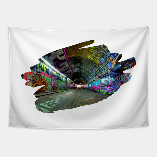 Graffiti Tunnel Splash Art Print 1 Tapestry by Auto-Prints