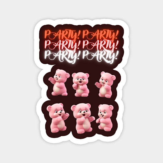 Party Party Bear Magnet by hnueng111