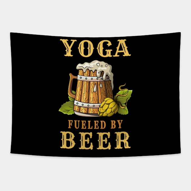 Yoga Fueled by Beer Design Quote Tapestry by jeric020290