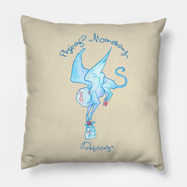 Flying Monkey Delivery Pillow by charamath