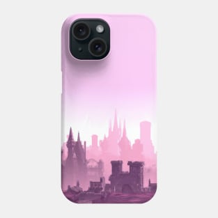 Synthwave Medieval City Landscape With a Purple and Pink Skyline Phone Case