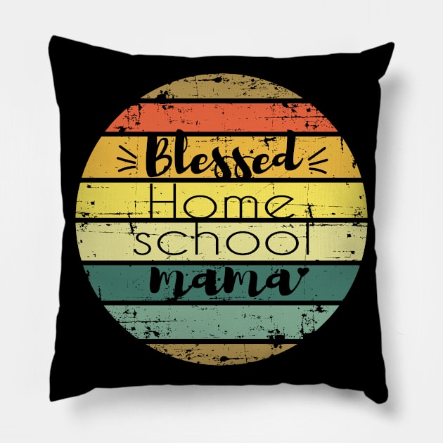 Blessed homeschool mama retro sun Pillow by kikibul