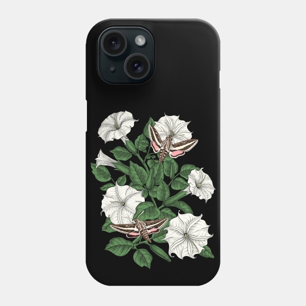 Moonflowers and sphinx moths Phone Case by katerinamk