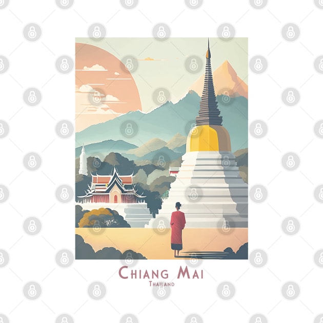 Abstract Chiang Mai Sunset Serenity - Retro Vintage Travel by POD24