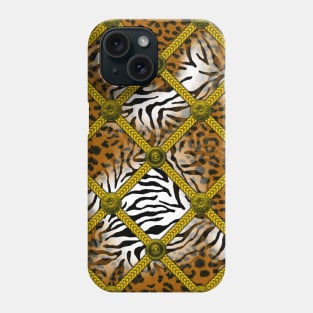 Animal skin texture with gold frame Phone Case