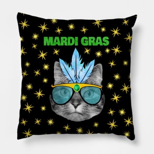 Mardi Gras Cat Pillow