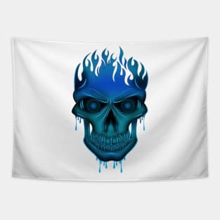 Blue fire skull Tapestry