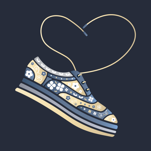 Floral Shoe With Heart-Shaped Laces by iamKaye