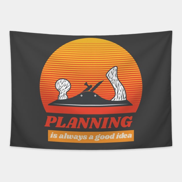 Planning is always a good idea, hand plane, woodworking gift, hand tools, carpentry, hand plane, stanley no3 Tapestry by One Eyed Cat Design