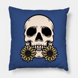 Beautiful sunflower skull tattoo Pillow