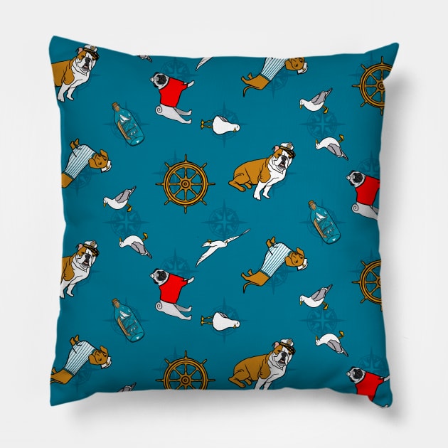 Salty Sea dogs pattern Pillow by Quick Brown Fox Canada 