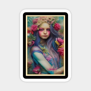 Pretty moody flower girl hippie girl Magnet